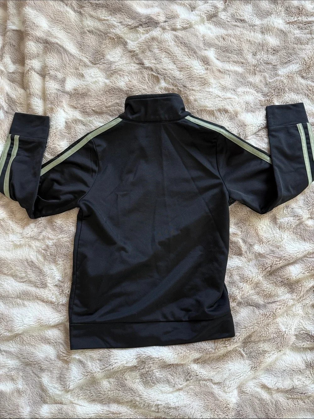 adidas Black Track Jacket and Pants with Pale Green Stripes